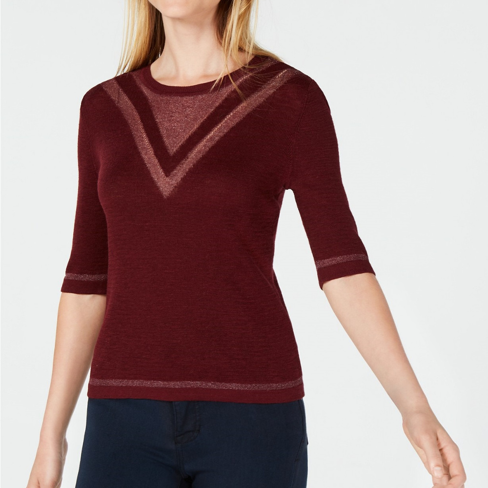 Maison Jules Crewneck Tonal Intarsia Sweater - Picture 1 of 2